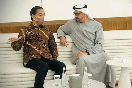 Presiden Jokowi Berbincang Akrab dengan Pangeran MBZ di Dubai Expo