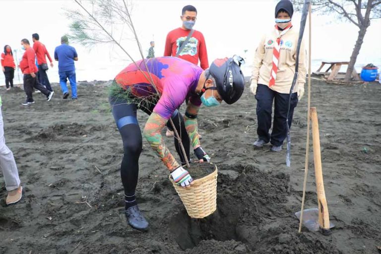 Libatkan Pramuka hingga Pengusaha, Ganjar Hijaukan Pantai Tirang