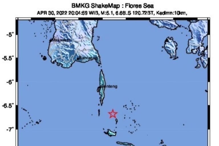 Tidak Berpotensi Tsunami, Gempa Magnitudo 5,2 Guncang Kepulauan Selayar
