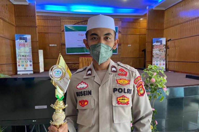 Rajin Olah Raga, Anggota Polri Banyuasin jadi Qori Terbaik di PTQ RRI Sumsel