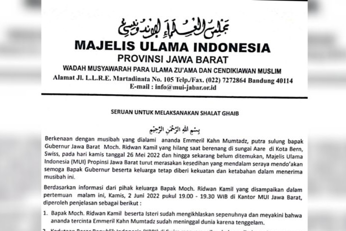 Atas Persetujuan Keluarga, MUI Ajak Masyarakat Shalat Ghaib untuk Eril