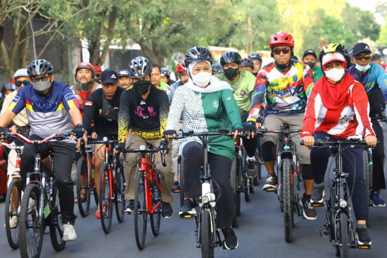 Ribuan Peserta Gowes Gemakan Spirit Bumi Majapahit di HUT Kota Mojokerto