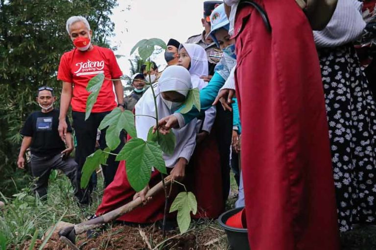 Ganjar dan Warga Banjarnegara Tanam 1.000 Pohon di Lahan Kritis