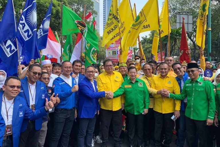 Diiringi Marching Band hingga Reog Ponorogo, Tiga Partai KIB Secara Bersamaan Daftar ke KPU