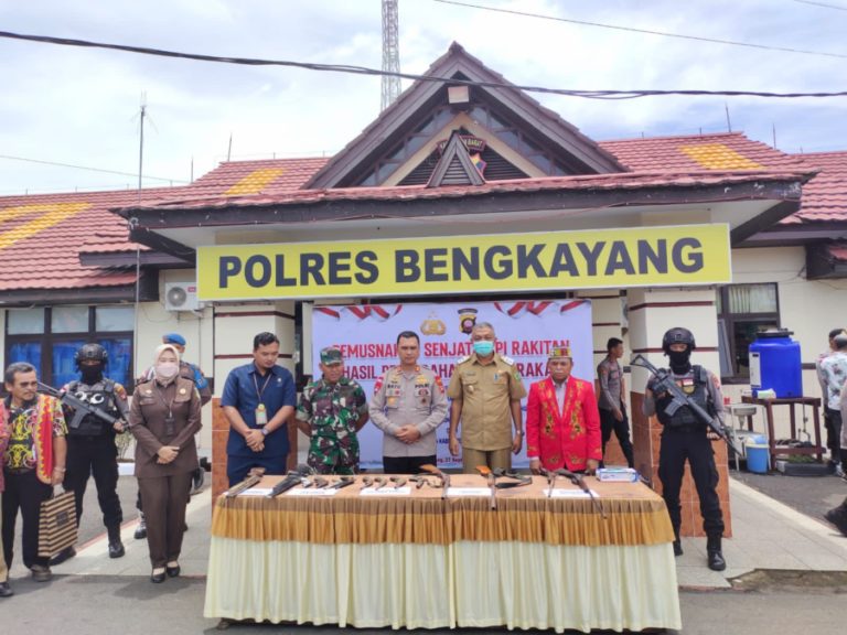Melalui Dewan Adat Dayak, Polres Bengkayang Musnahkan 98 Senpi Rakitan Milik Warga