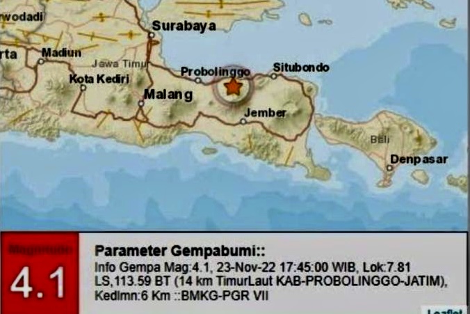 Gempa 4,1 M di Probolinggo, BPBD: Belum Ada Laporan Kerusakan