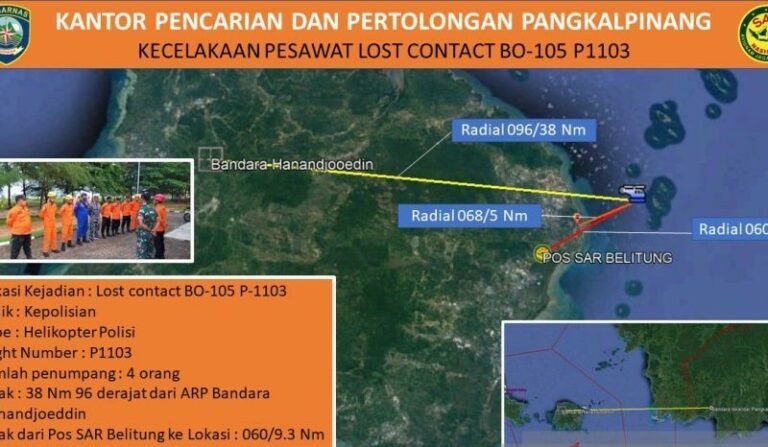 Satu Korban Kecelakaan Helikopter di Belitung Timur Ditemukan Tim SAR