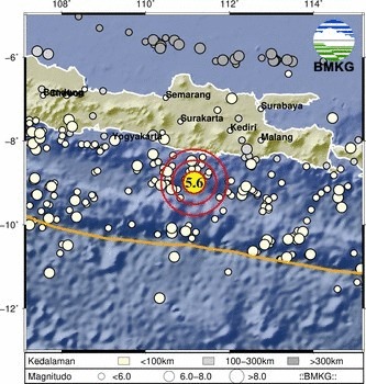 Gempa Bumi Pacitan Hari Ini Magnitudo 5,6 Berpusat di Samudera Hindia Selatan Jawa