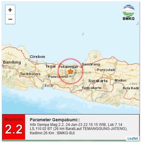 Gempa Bumi Hari Ini Dieng Wonosobo Diguncang Magnitudo 2.2 Pukul 10 Malam