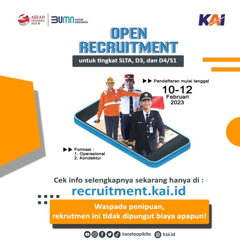 Lowongan Kerja KAI Rekrutmen Formasi Operasional dan Kondektur, Jadwal Pendaftaran, Link Daftar