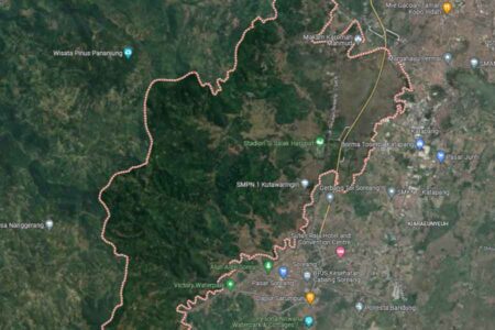 Banjir Kabupaten Bandung, Empat Rumah Rusak dan Jalan Terendam hingga 70 Centimeter Citra Google Map Kecamatan Kutawaringin, Kabupaten Bandung, Jawa Barat