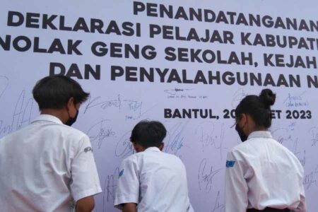 Tolak Geng Sekolah dan Kejahatan Jalanan, Pelajar di Bantul Tandatangani Deklarasi Sejumlah pelajar di Kabupaten Bantul