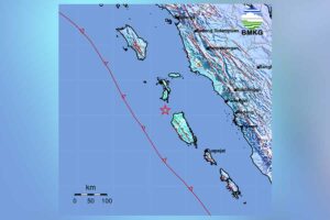 Gempa dengan Magnitudo 5,9 terjadi Kabupaten Nias Selatan Pusat gempa di 173 km Tenggara Nias Selatan (foto: BMKG)