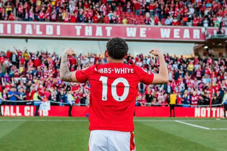 Liga Inggris, Mimpi Arsenal Kandas di Kandang Nottingham Forest dengan Skor Tipis 0-1 Morgan Gibbs-White mengekpresikan kegembiraannya (foto: Facebook @officialnffc)