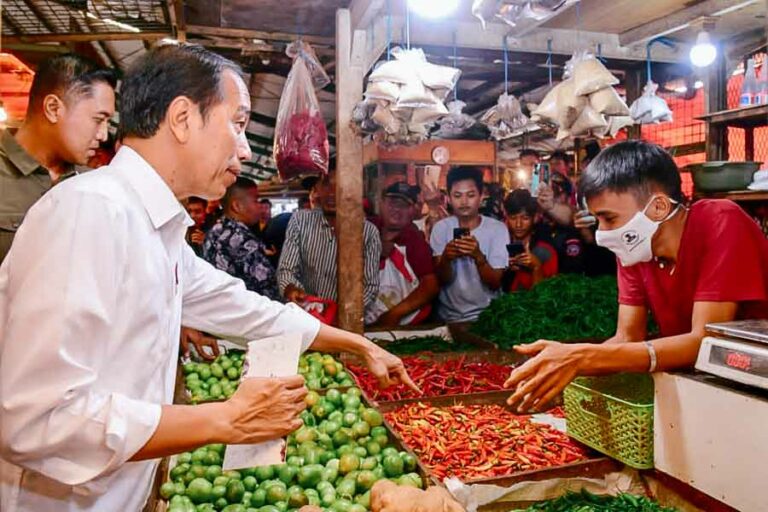 Jelang Idul Adha, Jokowi Tinjau Pasar di Bogor untuk Pastikan Stabilitas Harga Bahan Pokok Presiden Jokowi blusukan di Pasar Tohaga Parung dan Parungpung, Kabupaten Bogor (foto: BPMI Setpres)