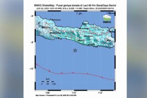 Gempa Magnitudo 6,4 Guncang Bantul DIY, Tidak Berpotensi Tsunami Info Gempa Mag:6.4, 30 Juni 2023 (foto: BMKG)