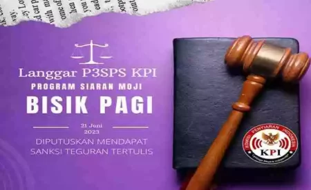 Program Bisik Pagi di Stasiun Televisi Moji Ditegur oleh KPI Pusat karena Pelanggaran P3SPS Penjatuhan sanksi KPI Pusat ini terkait program Bisik Pagi di Moji tertanggal 21 Juni 2023 telah melanggar sebanyak 11 pasal P3SPS.