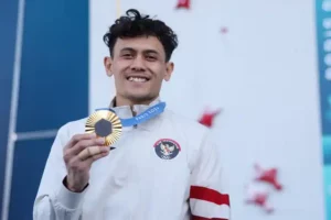 Veddriq Leonardo Raih Medali Emas untuk Indonesia di Olimpiade Paris 2024 Veddriq Leonardo meraih medali emas di Olimpiade Paris 2024 (foto: Dok NOC Indonesia)