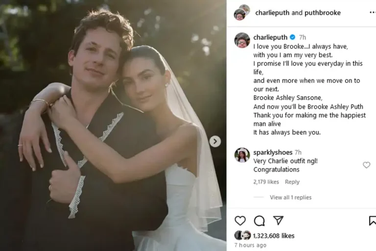 Charlie Puth Resmi Menikah, Bagikan Momen Istimewanya dengan Brooke Sansone Charlie Puth dan istrinya, Brooke Sansone (foto: IG @charlieputh)