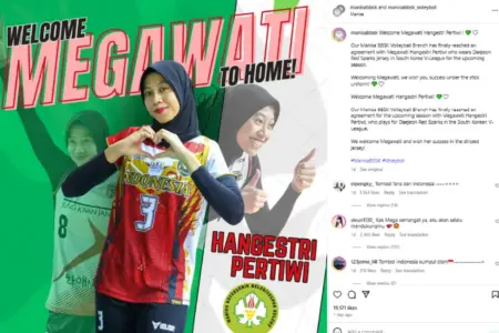 Megawati Hangestri Gabung Klub Turki Manisa BBSK, Fans Indonesia: Kami Selalu Mendukungmu! Tangkapan layar ucapan selamat datang untuk Megawati Hangestri Pertiwi (sumber: instagram @manisabbsk)