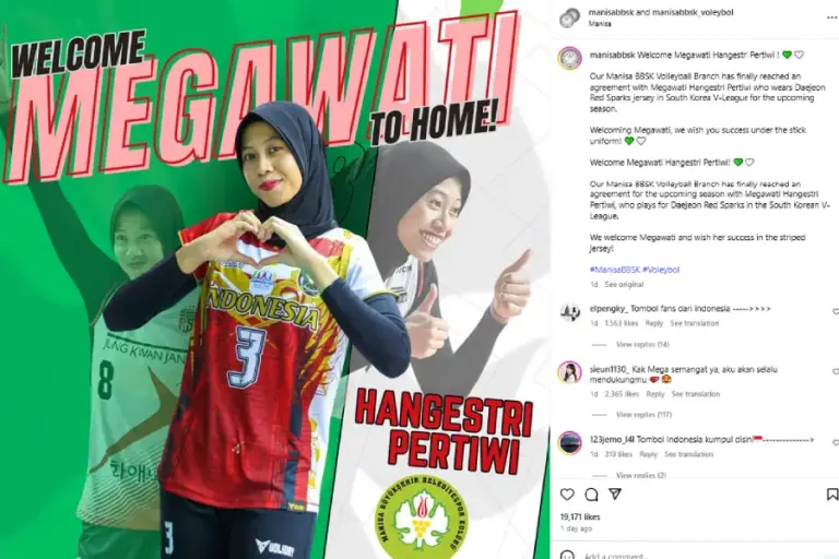 Megawati Hangestri Gabung Klub Turki Manisa BBSK, Fans Indonesia: Kami Selalu Mendukungmu! Tangkapan layar ucapan selamat datang untuk Megawati Hangestri Pertiwi (sumber: instagram @manisabbsk)