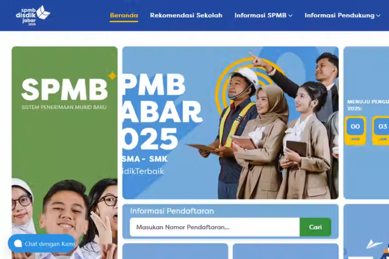 Pengumuman SPMB Jabar 2025 Tahap 2 Resmi Dirilis, Ini Cara Cek Hasil dan Panduan Daftar Ulang Tangkapan layar halaman depan spmb.jabarprov.go.id