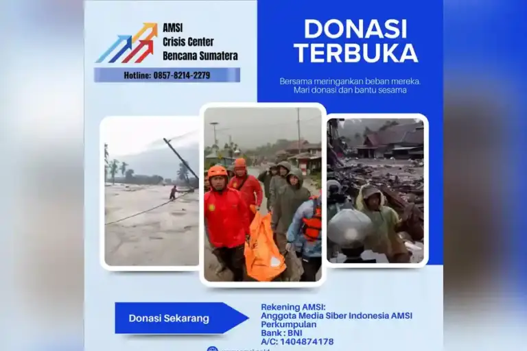 AMSI Desak Pemerintah Ambil Langkah Cepat Tangani Banjir Besar di Sumatera AMSI mendesak pemerintah bergerak cepat menangani banjir besar Sumatera yang menelan ratusan korban dan memutus akses vital di berbagai wilayah.