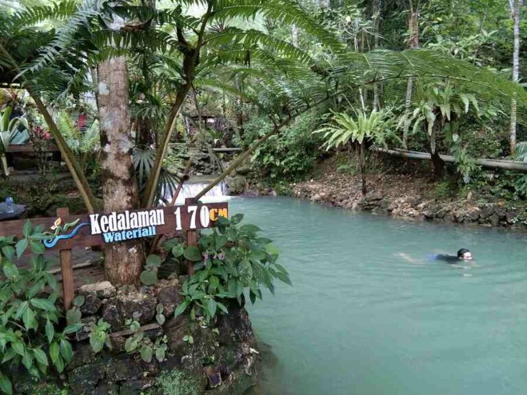 Fasilitas kolam renang di Ekowisata Sungai Mudal yang berada di Dusun Banyunganti, Kalurahan Jatimulyo, Kapanewon Girimulyo, Kabupaten Kulon Progo, DI Yogyakarta (foto: Rizki Liasari, pilar.id)