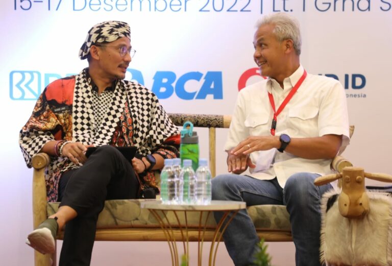 Dihadapan Sandiaga Uno, Ganjar Pranowo Beri ‘Tutorial’ Majukan UMKM Sandiaga Uno dan Ganjar Pranowo