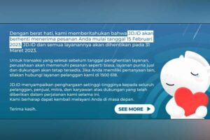 JD.ID Terakhir Terima Pesanan 15 Februari 2023, Tebar Diskon hingga 90 Persen