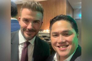 Calon Ketum PSSI: Sepakbola Bukan Politik, Tapi Olahraga! Erick Thohir bersama David Beckham (foto: Facebook @ErickThohir)
