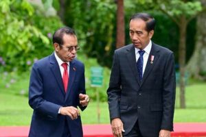 Presiden RI Joko Widodo saat menerima dan melakukan pertemuan bilateral dengan Perdana Menteri Republik Demokratik Timor-Leste Taur Matan Ruak di Istana Bogor