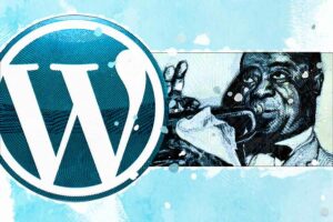Louis Amstrong dan logo Wordpress