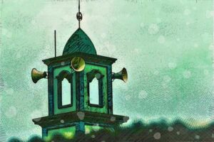 Ilustrasi speaker masjid (grafis: Hendro D. Laksono)