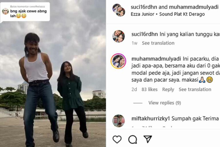 Tangkapan layar aksi Mulyadi bersama Suci di media sosial