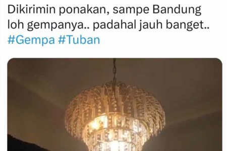 Tangkapan layar salah satu twitt netizen yang mengaku gempa terasa hingga di Bandung, Jumat (14/4/2023)