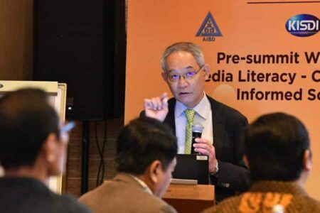 Peran Media di Era Banjir Informasi jadi Isu Utama Hari ke-2 KTT Media se-Asia Pasifik 2023 Jun Ogawa, narasumber dari Secretariat, International Affairs, Broadcasting Ethics & Program Improvement Organization (BPO) Jepang