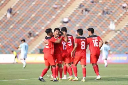 Tim U-23 Indonesia siap berlaga melawan Thailand di final SEA Games 2023 di National Olympic Stadium, Kamboja