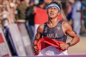 Rashif Amila Yaqin, penyumbang medali emas pertama dari Cabang Olahraga Triathlon SEA Games ke-32 Kamboja (foto: instagram @kemenpora)