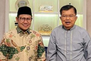 Ketua Umum PKB Muhaimin Iskandar saat bertemu mantan Wakil Presiden Jusuf Kalla di Jakarta Selatan