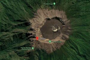 Tangkapan layar Gunung Raung via Google Map