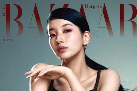 Gaya Bae Suzy di cover Harper's Bazaar (foto: instagram @skuukzky)