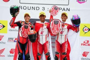 Tampil Gemilang, Pebalap Muda AHRT Dominasi Podium ARRC Jepang PAra pebalap muda Astra Honda Racing Team di Asia Road Racing Championship 2023, Sportsland Sugo International Racing Course, Jepang (foto: Dok AHM)