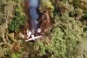 Tangkapan layar video lokasi jatuhnya pesawat SAM Air di Yalimo Papua