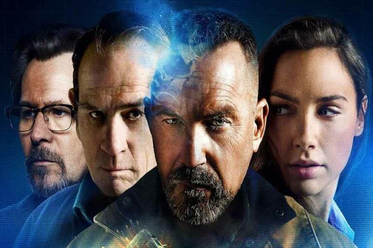 Gary Oldman, Tommy Lee Jones, Kevin Costner, dan Gal Gadot dalam film Criminal (2016)