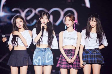 Gaya para personil Aespa (Hangul: 에스파; RR: Esēpa), girl grup Korea Selatan yang dibentuk oleh SM Entertainment pada tahun 2020. (foto: instagram @smtown)