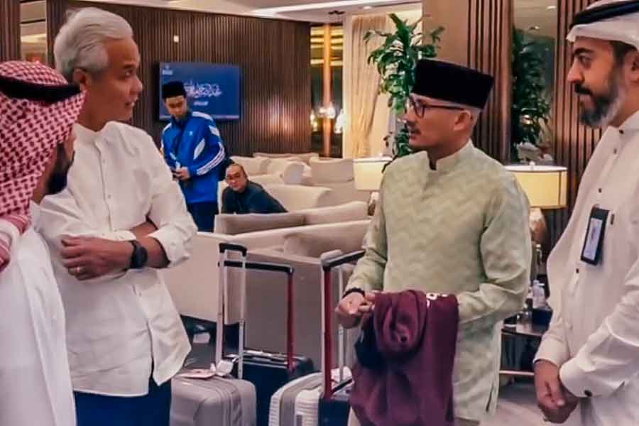 Tangkapan layar video pertemuan Sandiaga, Ganjar, dan pejabat dari Kementerian Haji dan Umrah Arab Saudi