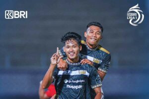 Liga 1 2023-2024, Dewa United Cetak Kemenangan 2-0 Lawan Persija Jakarta Septian Bagaskara setelah mencetak goal kedua bagi Dewa United (foto: facebook@Liga1Match)