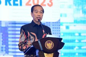 Presiden Jokowi saat membuka Munas Persatuan Perusahaan Real Estate Indonesia (REI) di Grand Ballroom Hotel Sheraton Gandaria City, Jakarta
