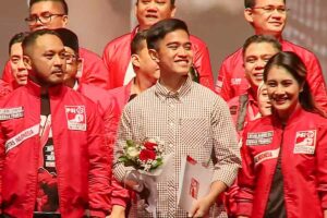 Kaesang Pangarep saat menghadiri Kopdarnas: Deklarasi Sikap Politik PSI